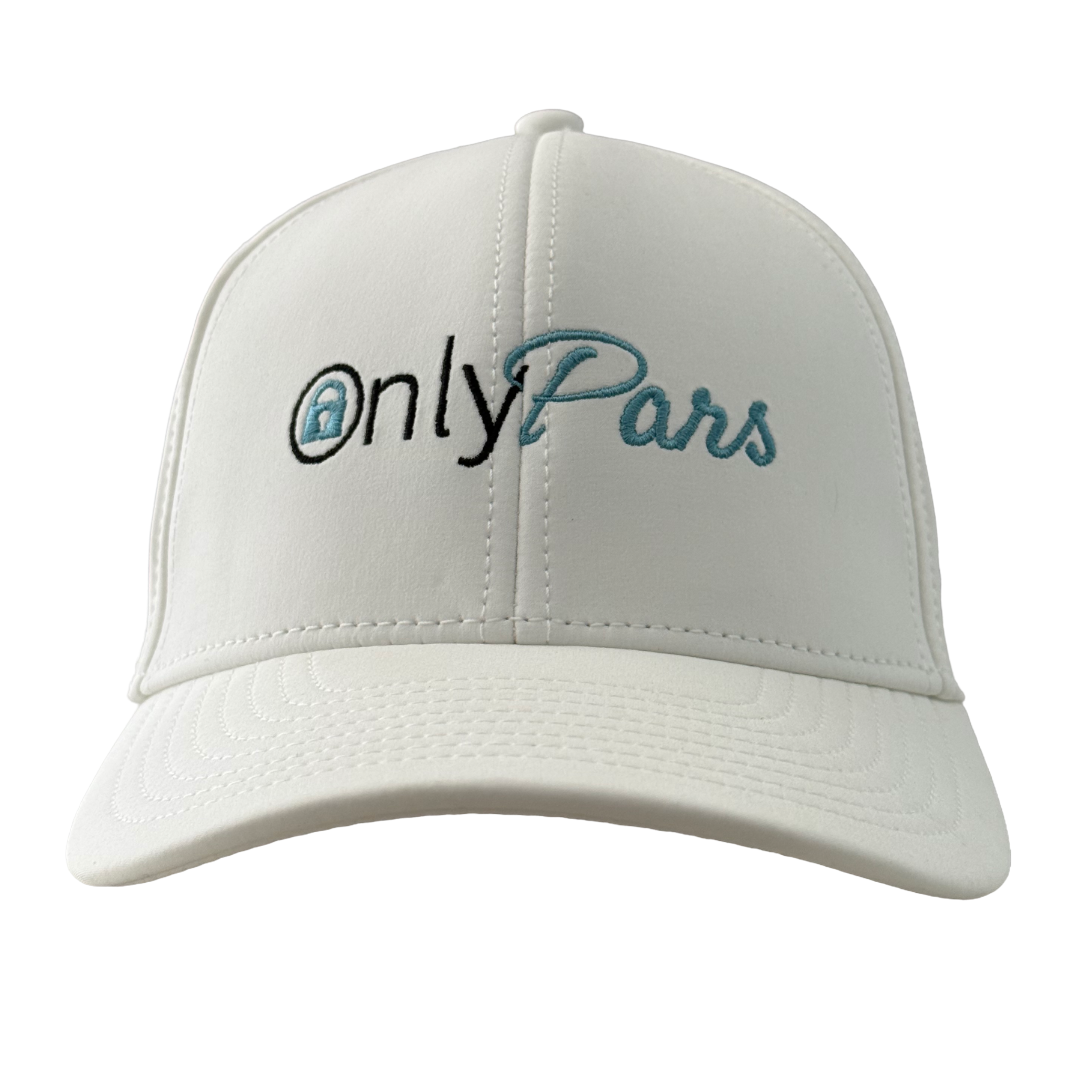 White cap with 'onlyPars' logo on a white background