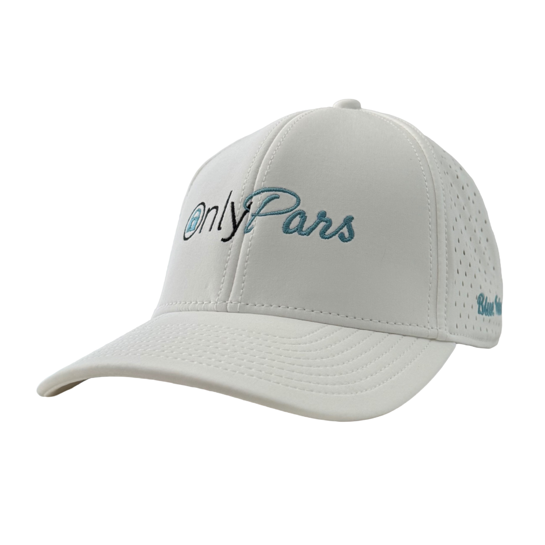 White cap with 'onlyPars' logo on a white background